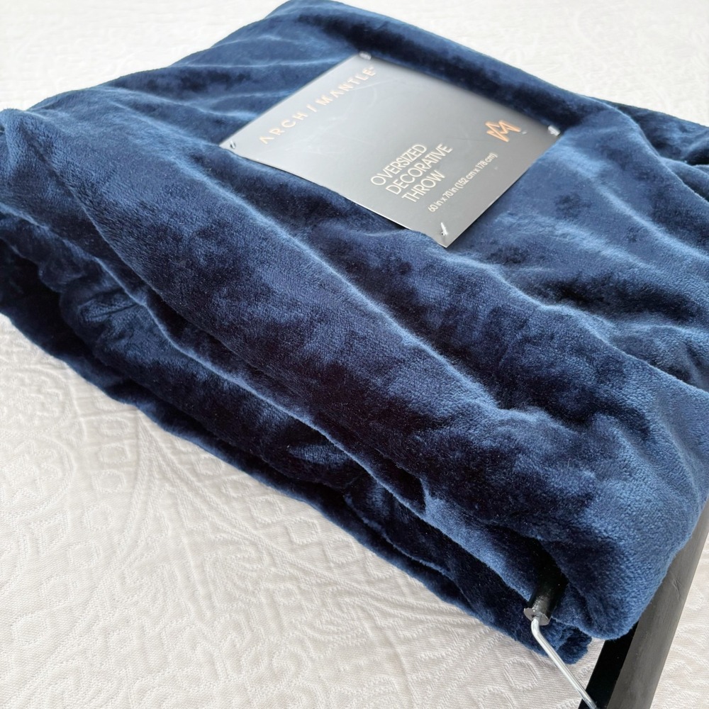 Arch/Mantle Oversized Decorative Plush Throw Blanket 60x70, Blue - Picture 2 of 3
